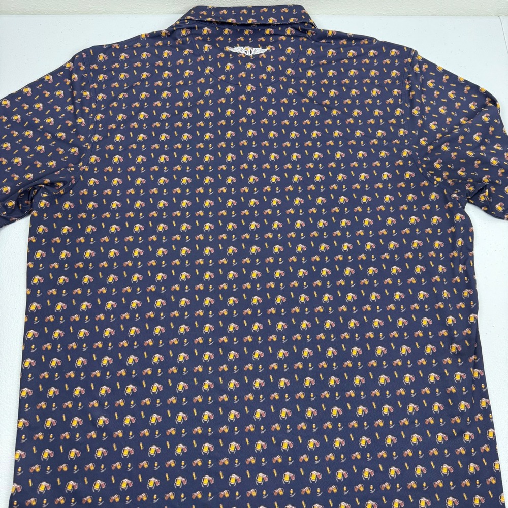 Straight Down Mens XL Beer Mug Print Performance Golf Polo Shirt Navy Blue‎ - Picture 12 of 12